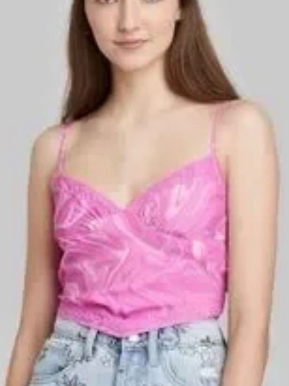 wild fable Pink Satin Cami with Adjustable Straps